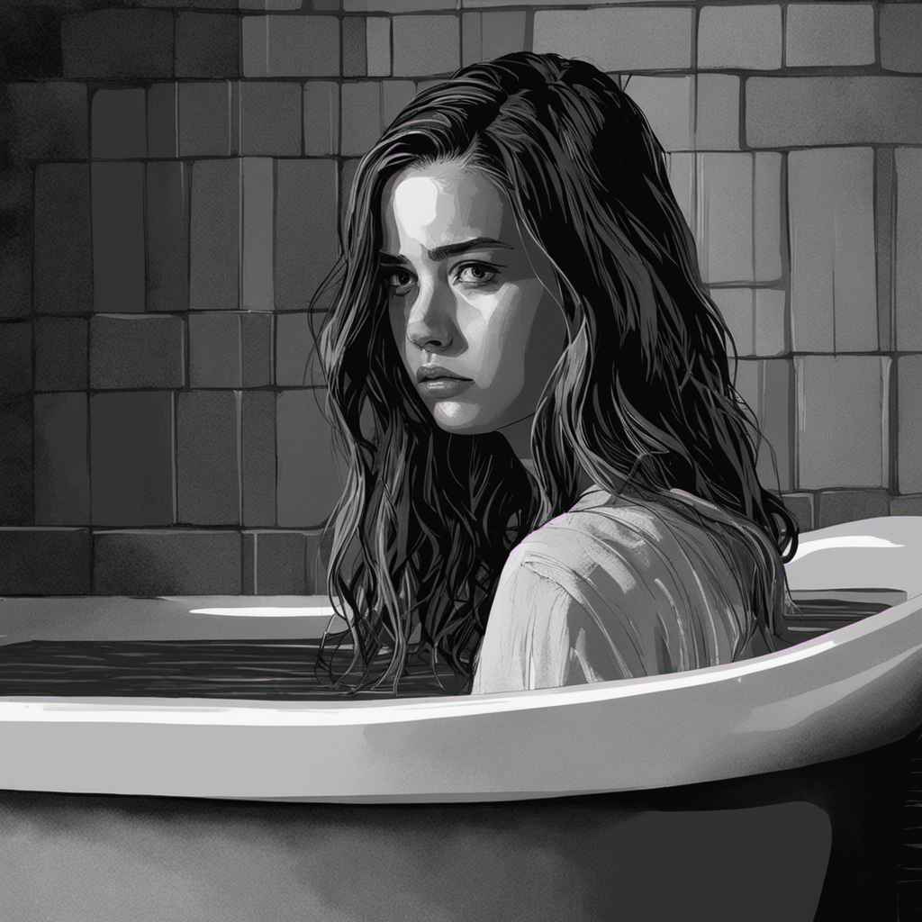 An image capturing the raw pain and vulnerability of the bathtub scene in "13 Reasons Why