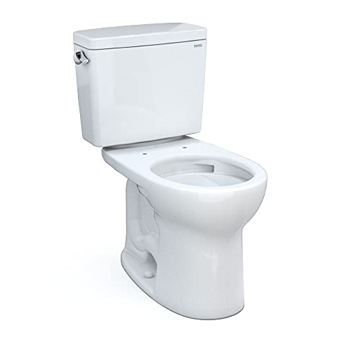TOTO Drake Two-Piece Round 1.6 GPF Universal Height TORNADO FLUSH Toilet with CEFIONTECT, Cotton White - CST775CSFG#01