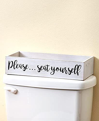 Toilet Tank Topper Tray - Please Seat Yourself - Novelty Bathroom Décor