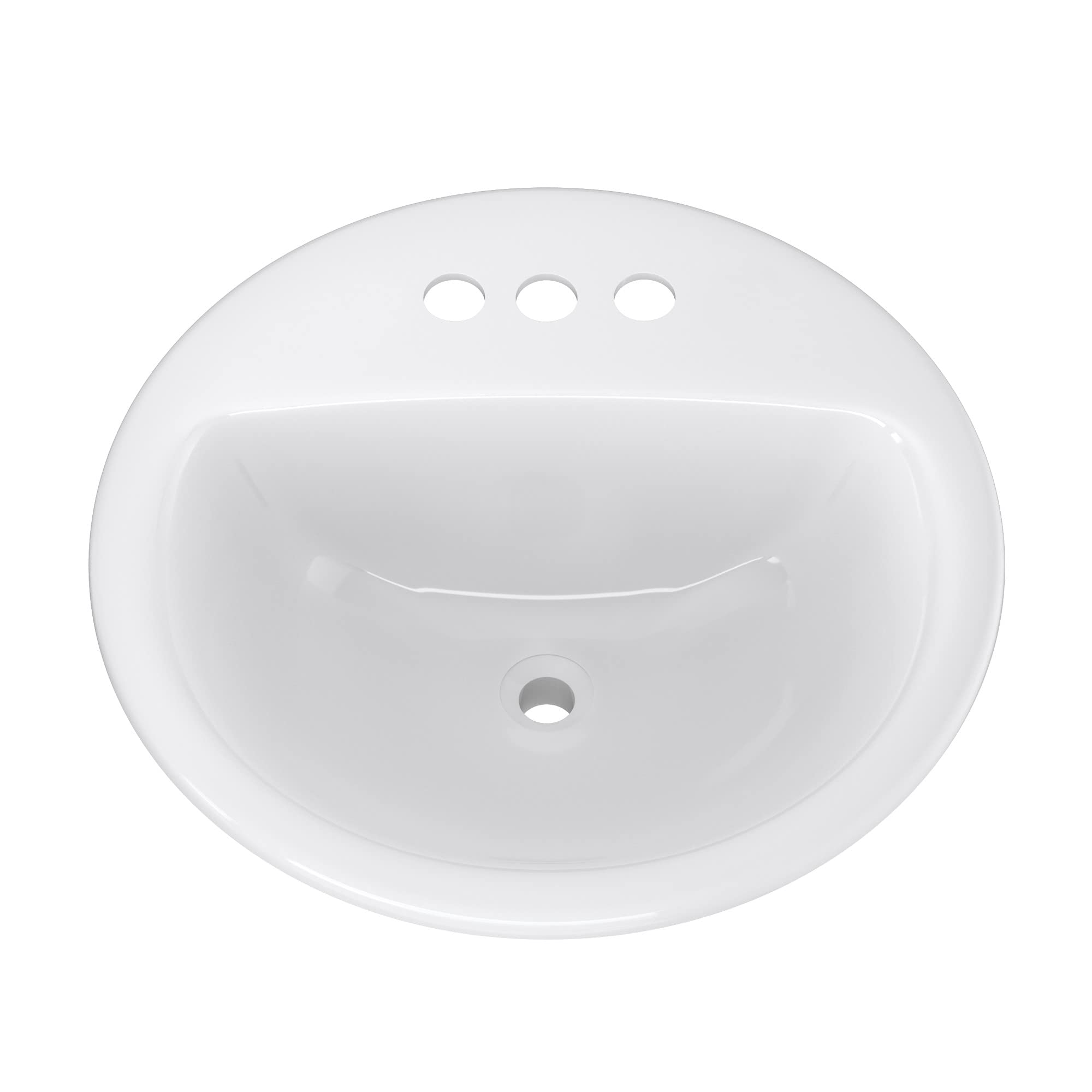 PROFLO PF194R Rockaway 19" Circular Vitreous China Drop In Bathroom Sink with Overflow and 3 Faucet Holes at 4" Centers