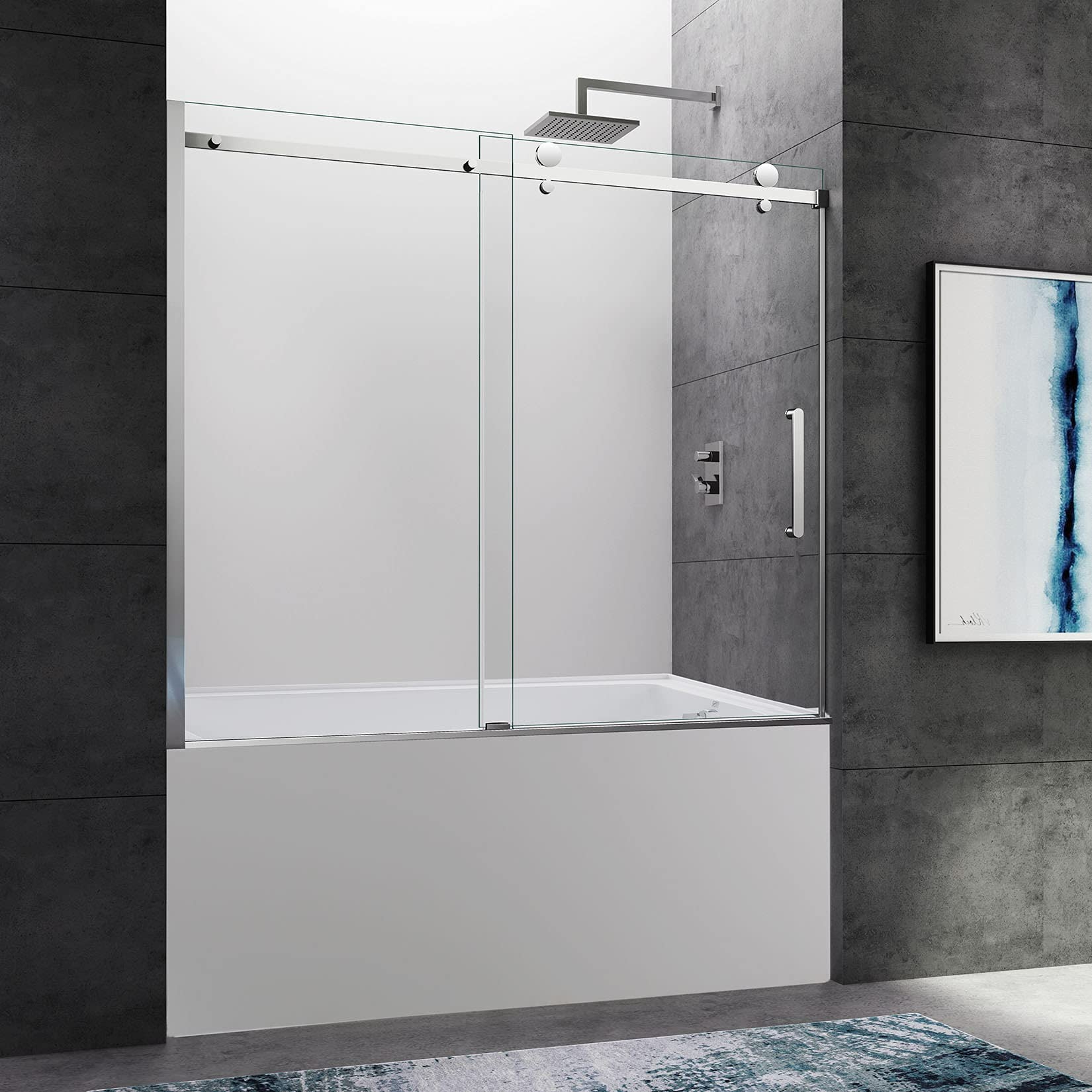 CKB Tampa Single Sliding Frameless Bathtub Shower Doors