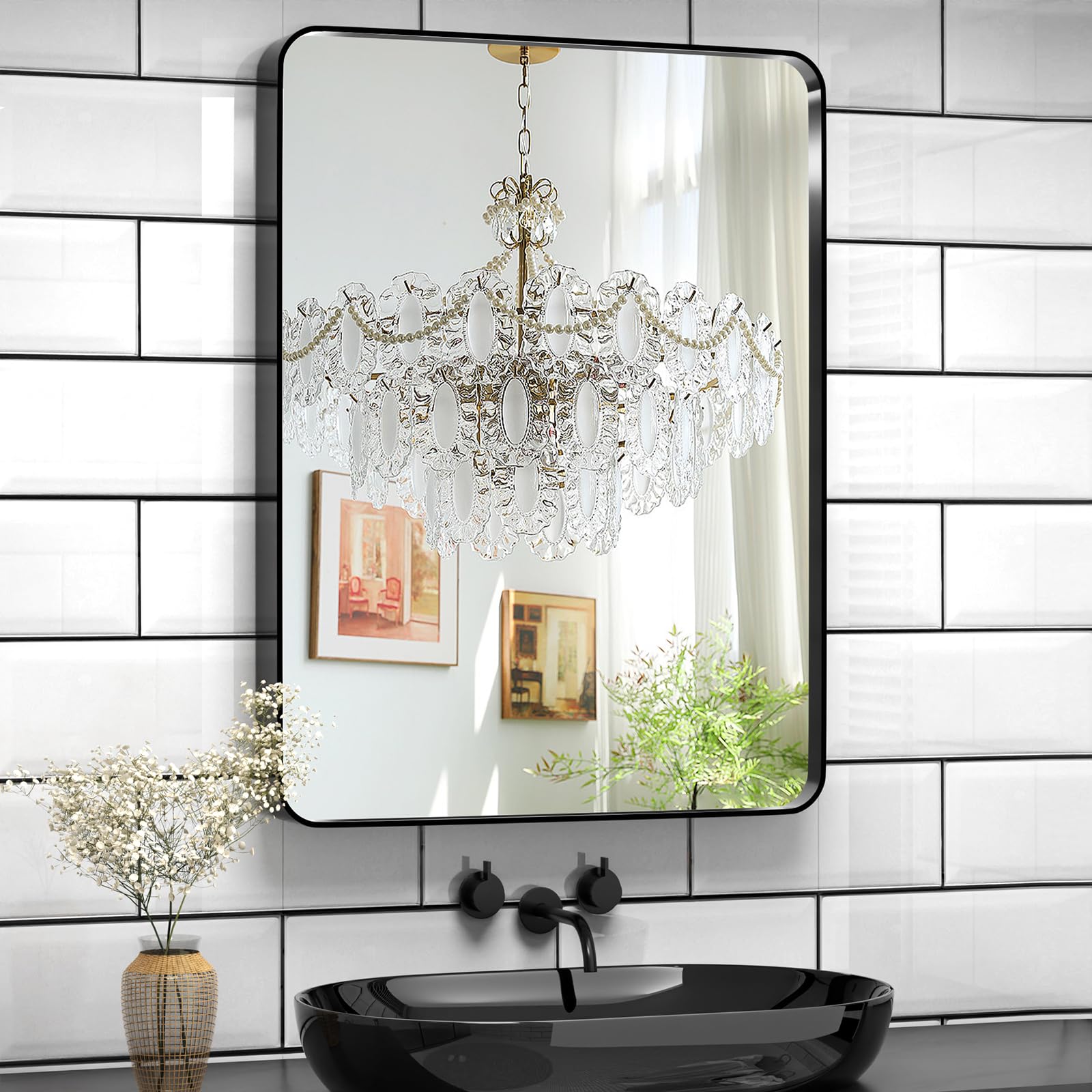 GERANK Black Mirror for Bathroom