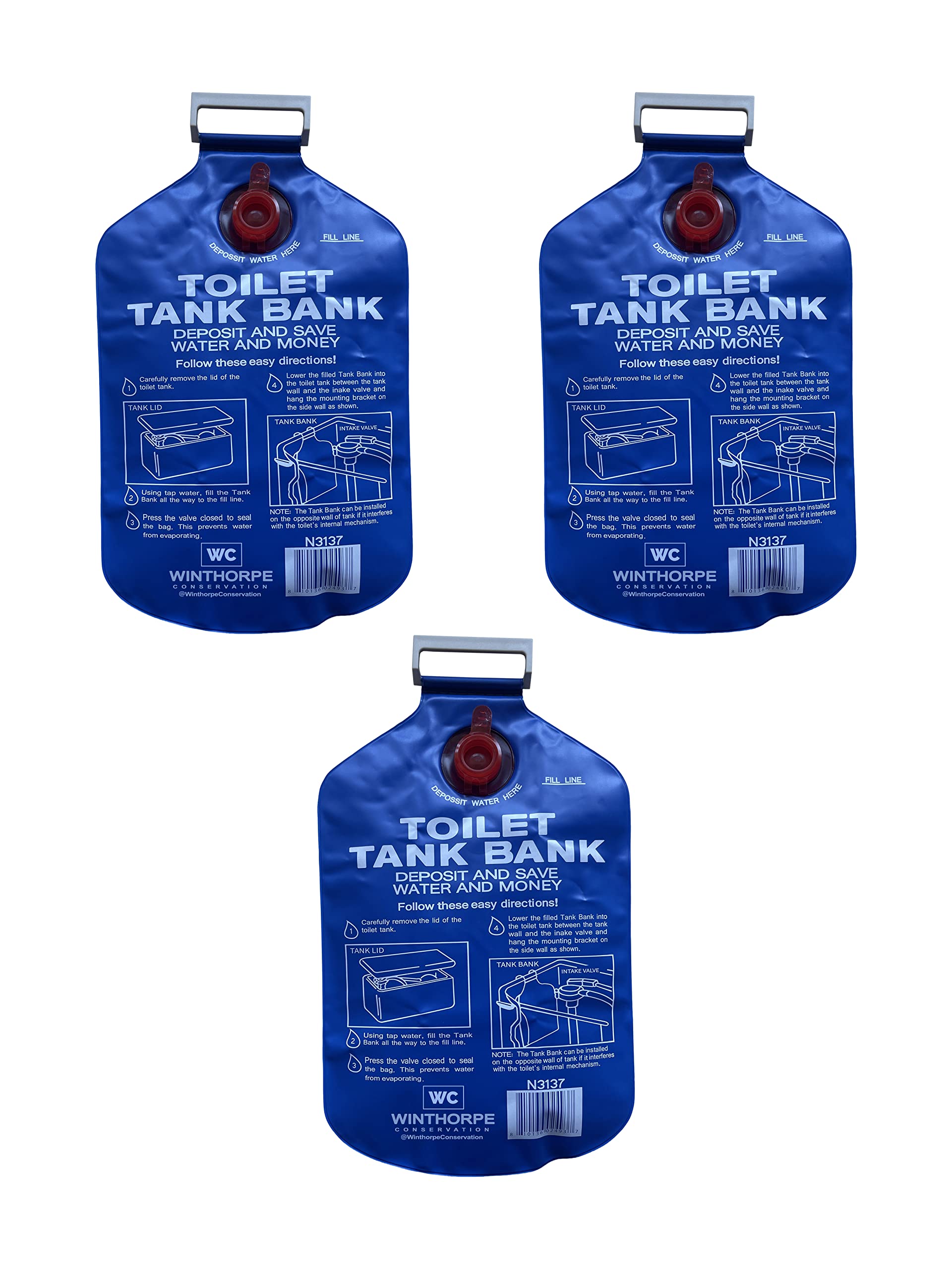 Toilet Tank Bank Water Conserving Tank Insert - 3 Pack