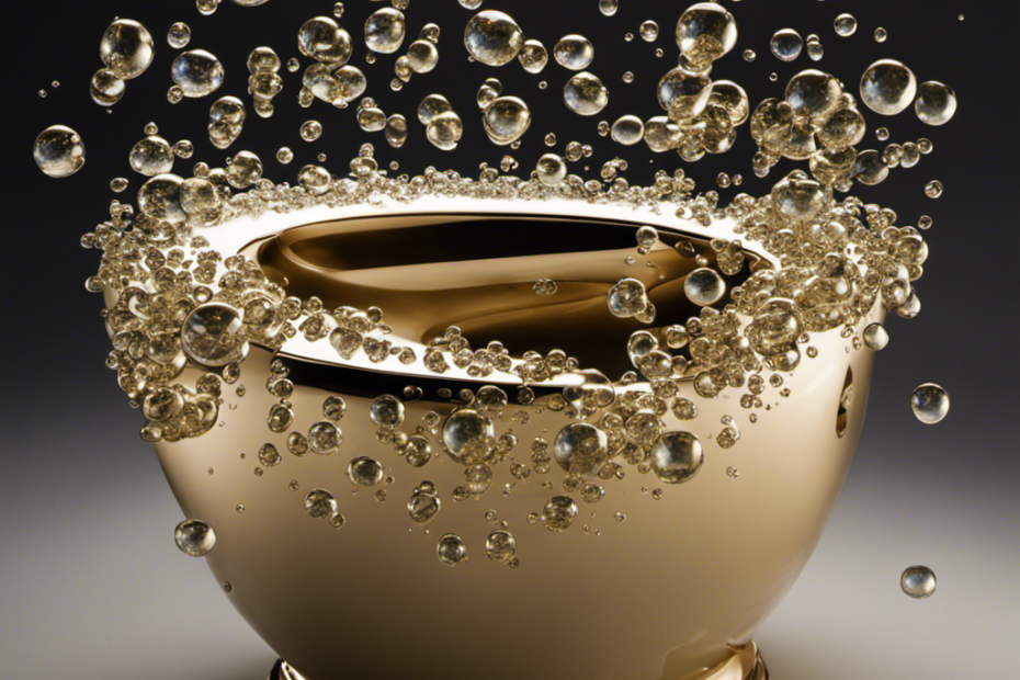 An image capturing the intricate dance of air bubbles rising from a toilet bowl during a flush