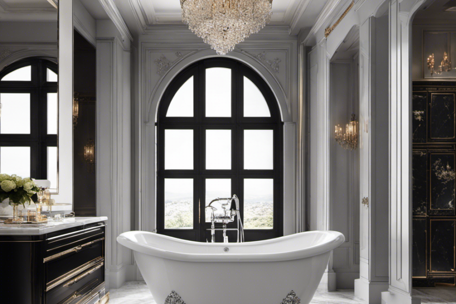 An image showcasing a luxurious freestanding clawfoot bathtub with sleek, chrome fixtures, surrounded by floor-to-ceiling marble tiles, exuding elegance and opulence, to entice readers to explore the best bathtub types
