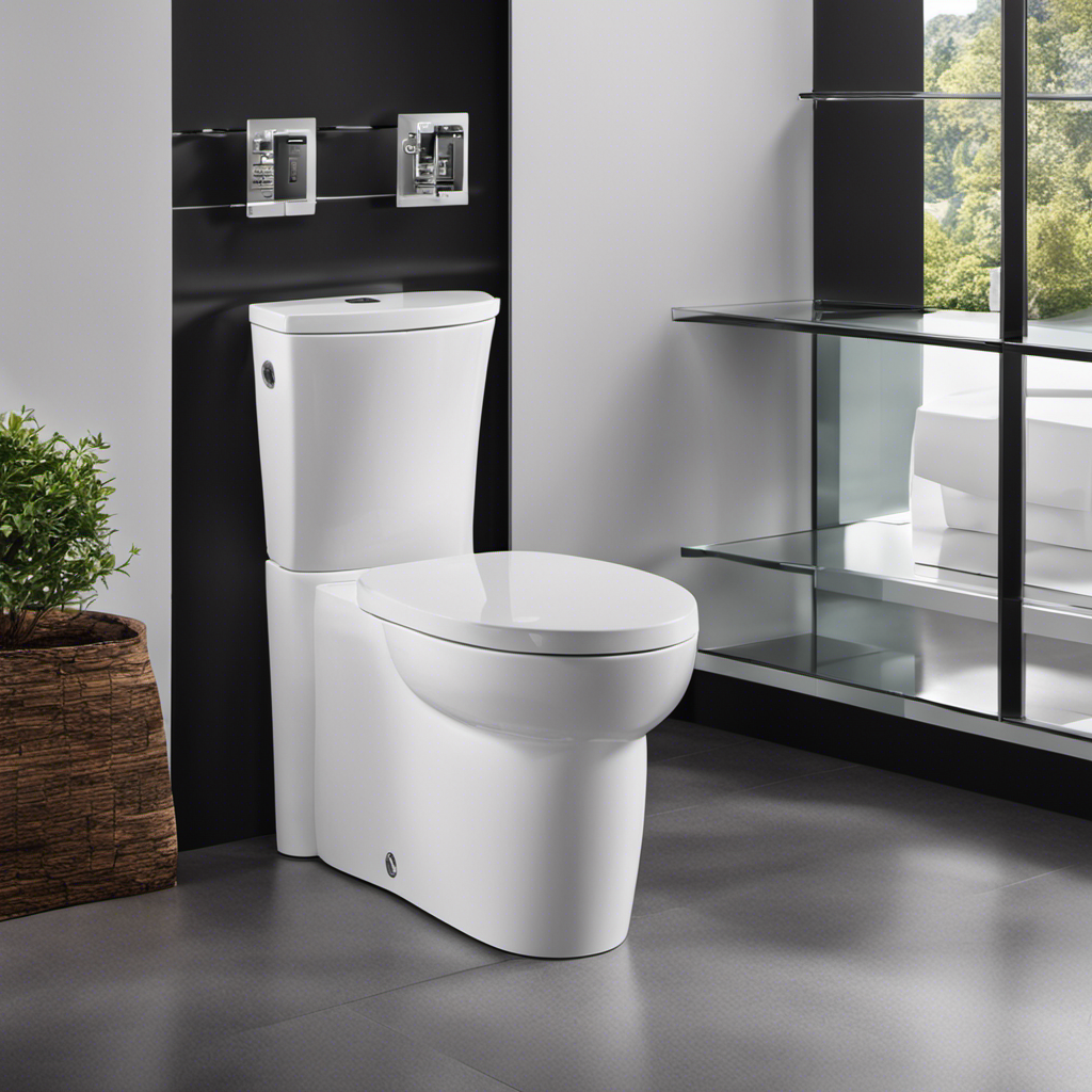 An image showcasing two toilets side by side, one with dual flush buttons and the other with a single flush lever
