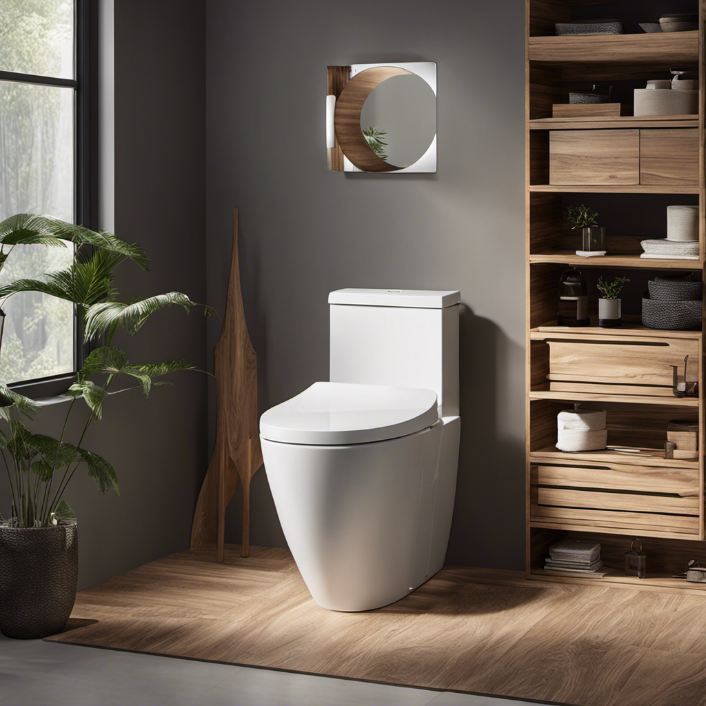 An image showcasing a wooden toilet seat on one side, exuding warmth and natural elegance, while a sleek plastic toilet seat on the other side portrays modernity and easy maintenance