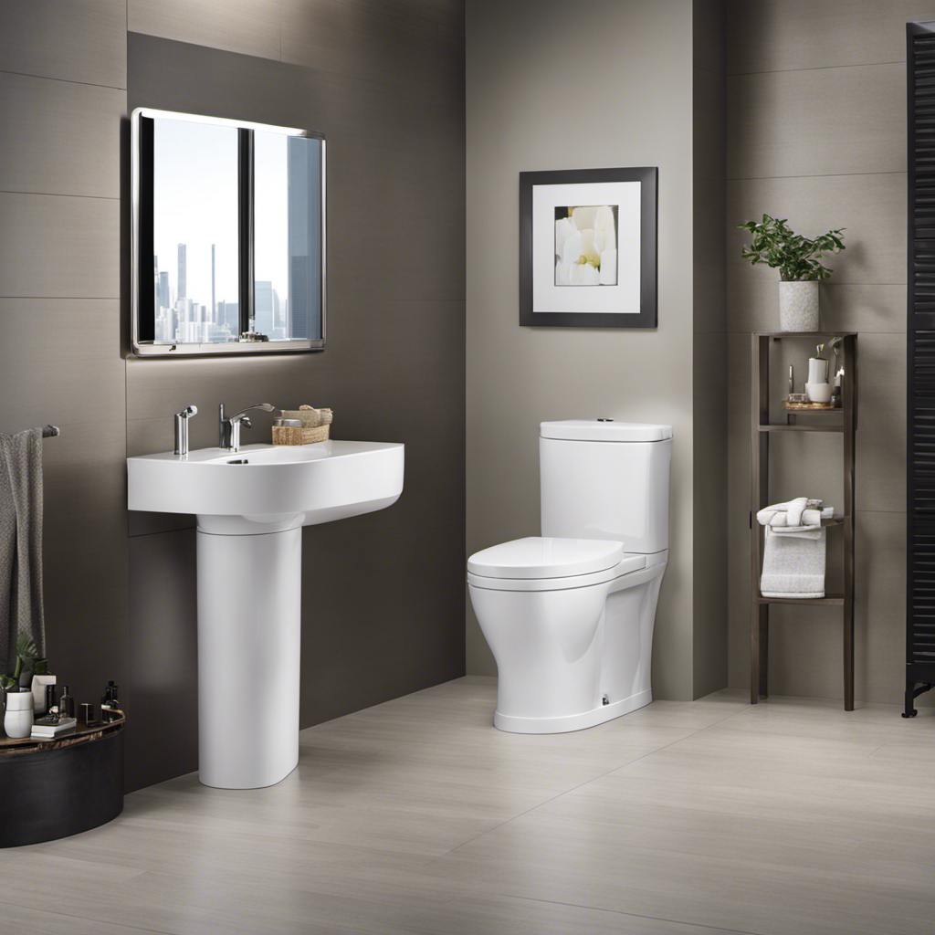 An image showcasing a modern bathroom with a pressure-assist toilet installed