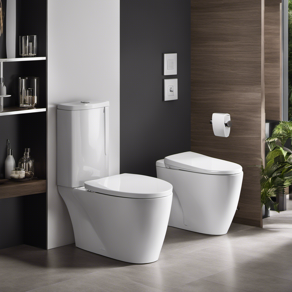 An image depicting a bathroom space with various toilet seat options