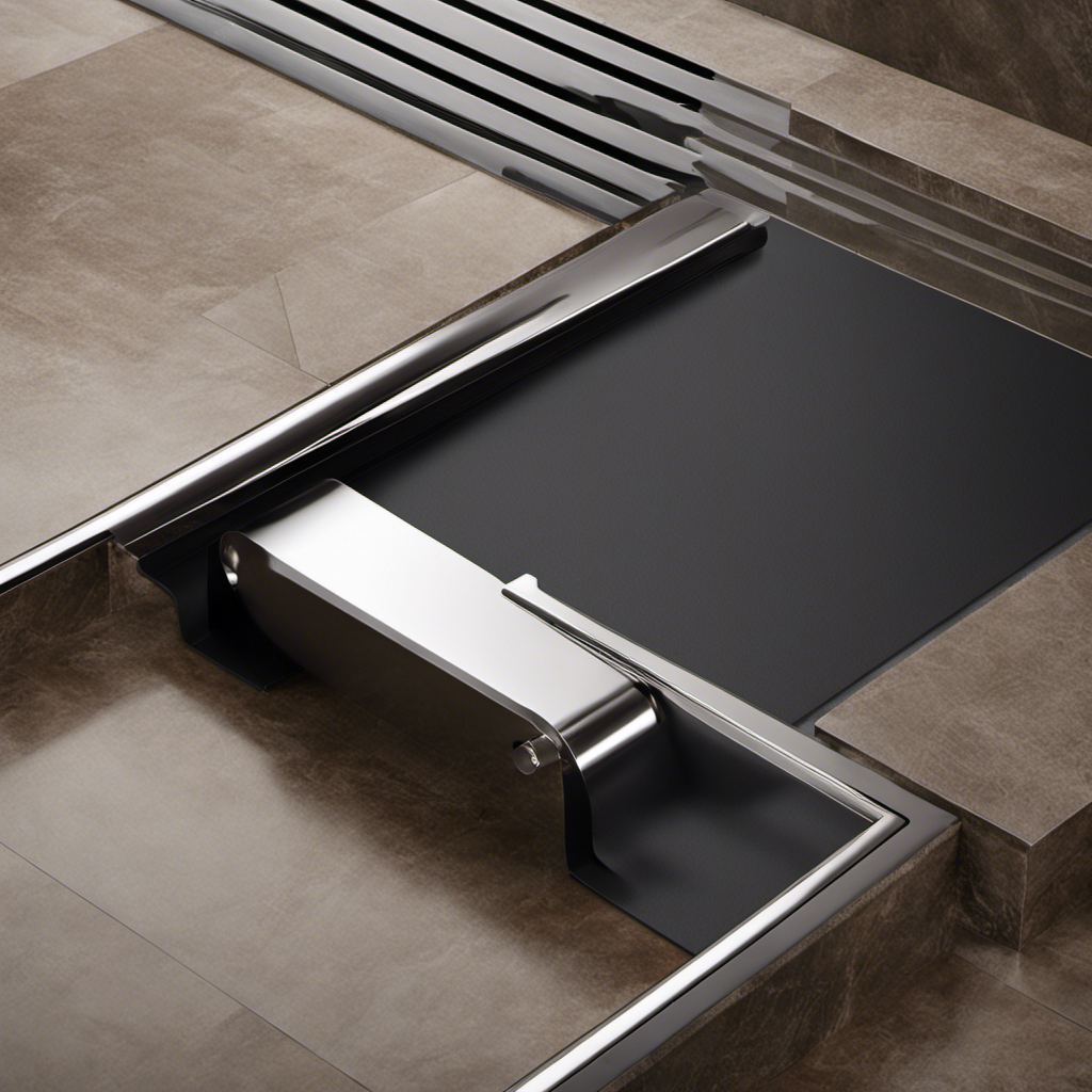 An image showcasing two shower drains side by side: a traditional point drain with a round stainless-steel grate and a sleek linear drain with a long, narrow metal slot