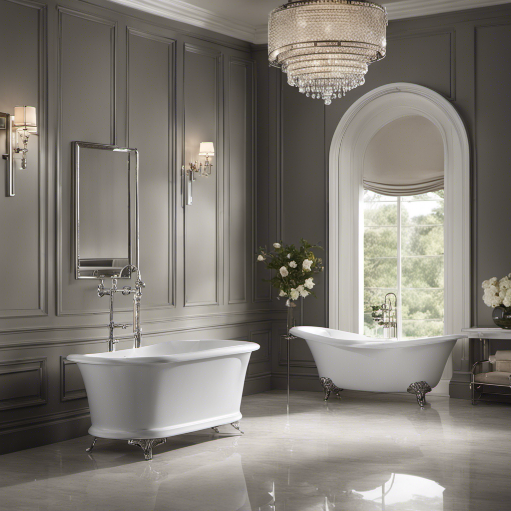 An image showcasing two stunning bathroom scenes side by side: one featuring the timeless beauty of a Kohler Devonshire, exuding classic charm, and the other displaying the refined elegance of a Toto Promenade II