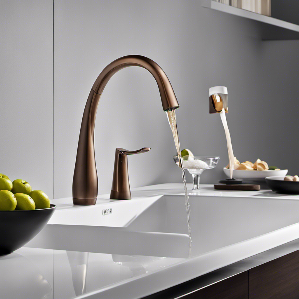 An image showcasing contrasting bathroom and kitchen faucets