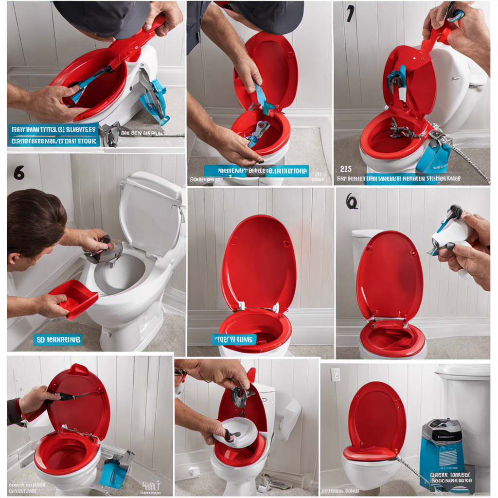 An image showcasing a step-by-step visual guide to removing a hard plastic toilet flapper
