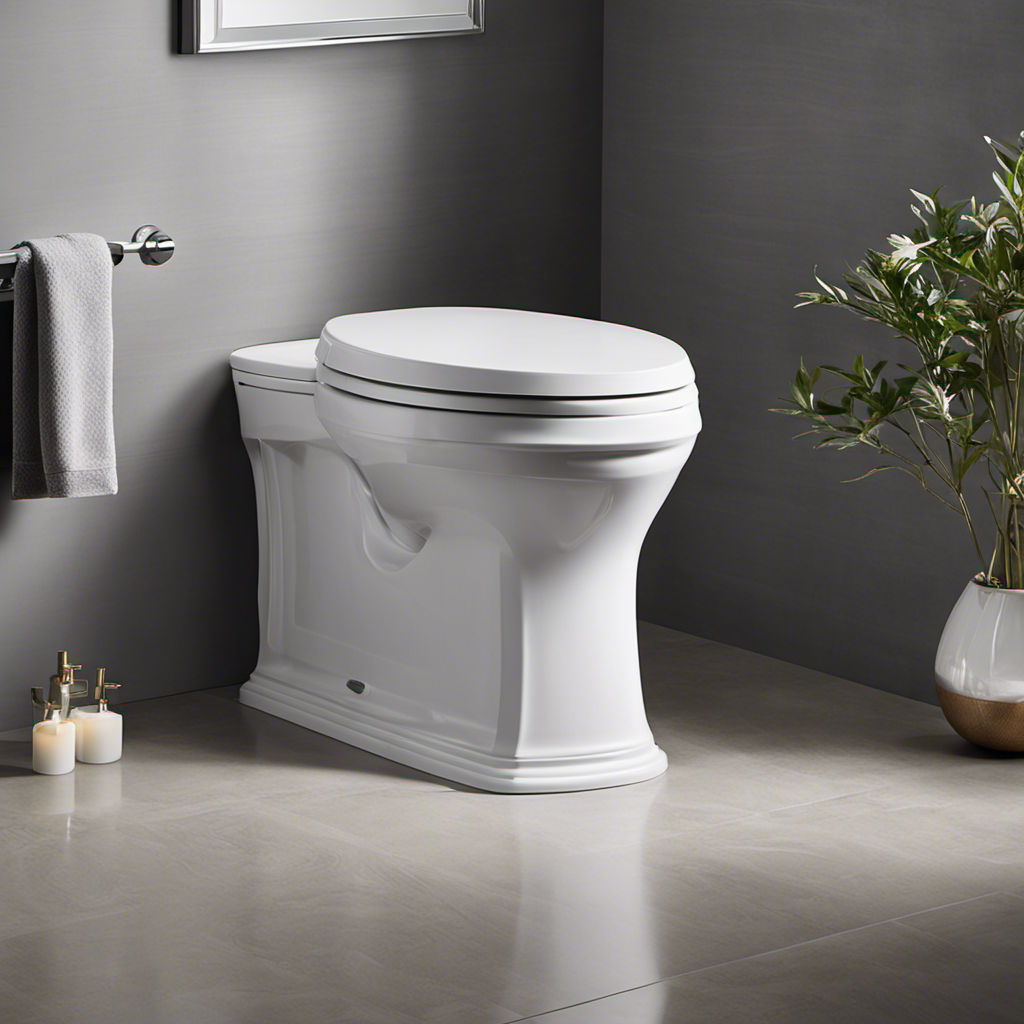An image that showcases the sleek curves and flawless white porcelain of the Kohler Archer toilet, complemented by a perfectly balanced flush mechanism and a minimalist, yet sophisticated, design