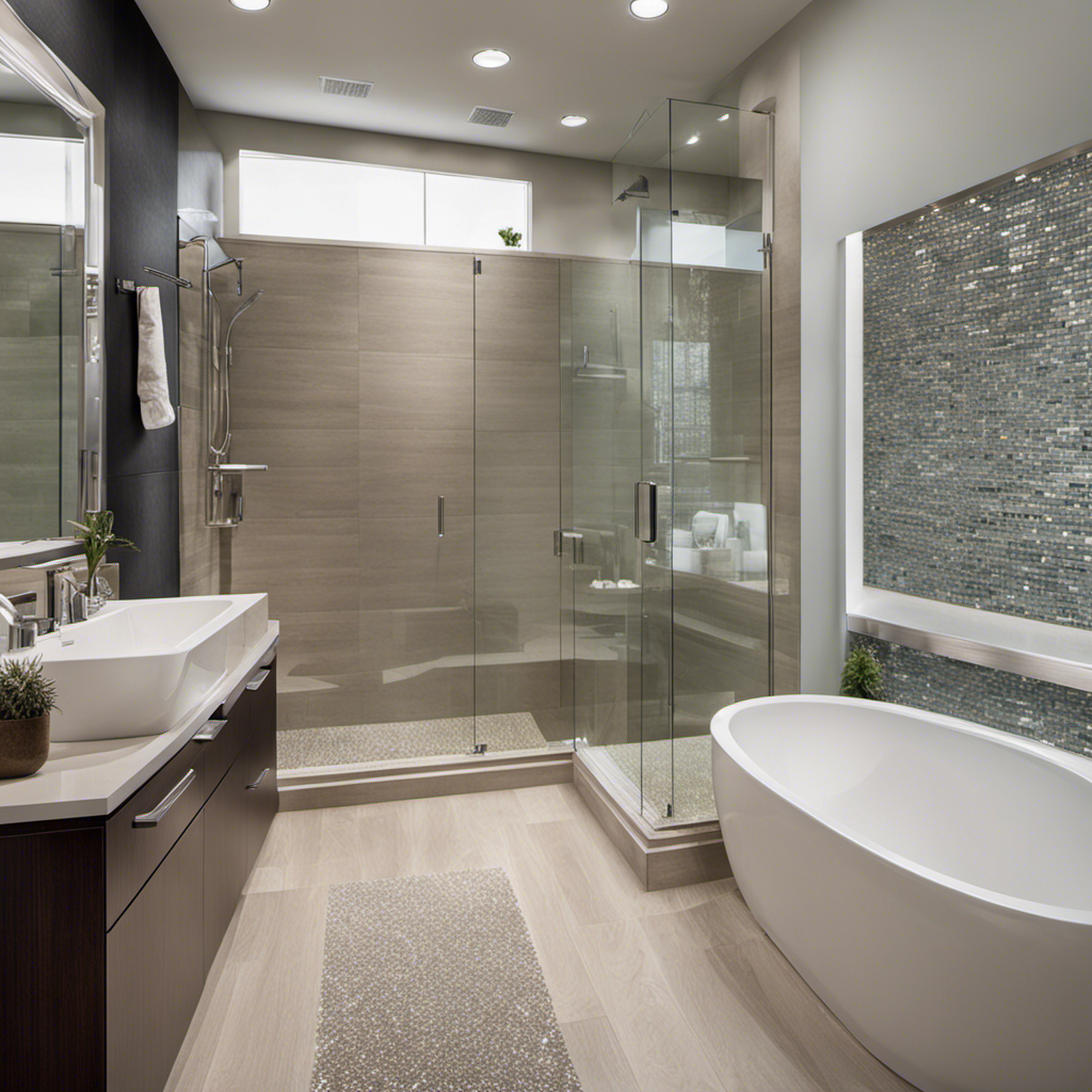 An image showcasing a sparkling clean bathroom with a pristine, odor-free shower