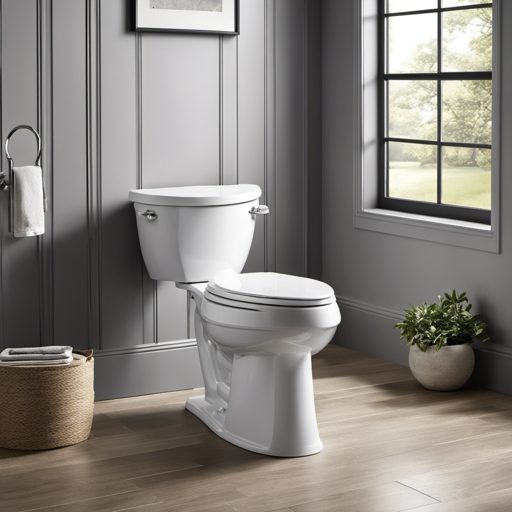 An image showcasing the sleek and modern design of the Kohler Adair Toilet, with its clean lines, seamless curves, and chrome finish