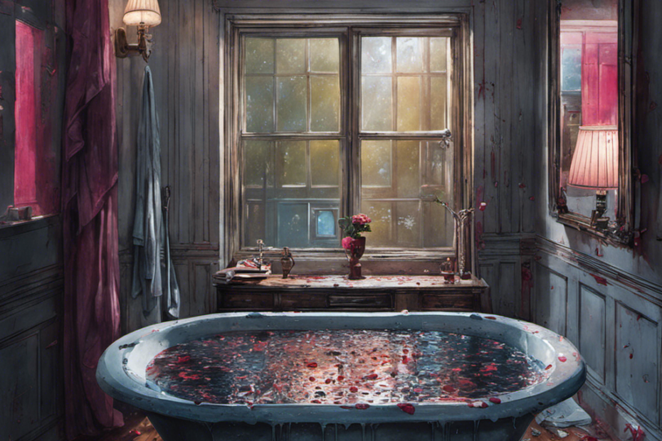 An evocative image capturing the raw vulnerability of Hannah's bathtub scene from "13 Reasons Why