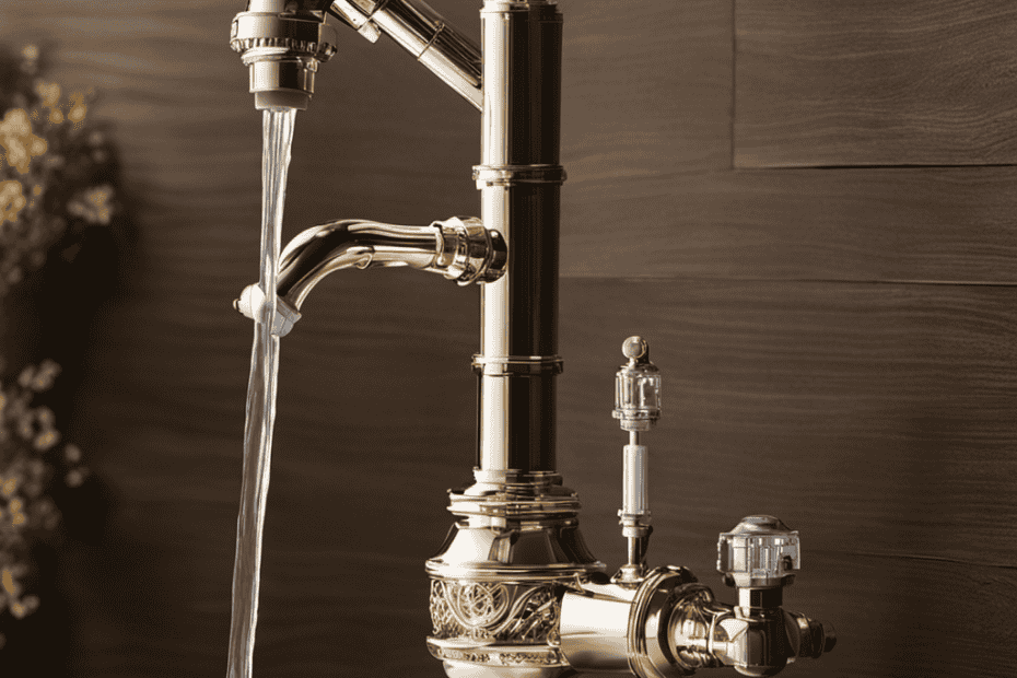 An image capturing the intricate mechanism of a toilet fill valve, showcasing the water supply line connecting to the valve, which regulates water flow into the tank, while the float ball controls it