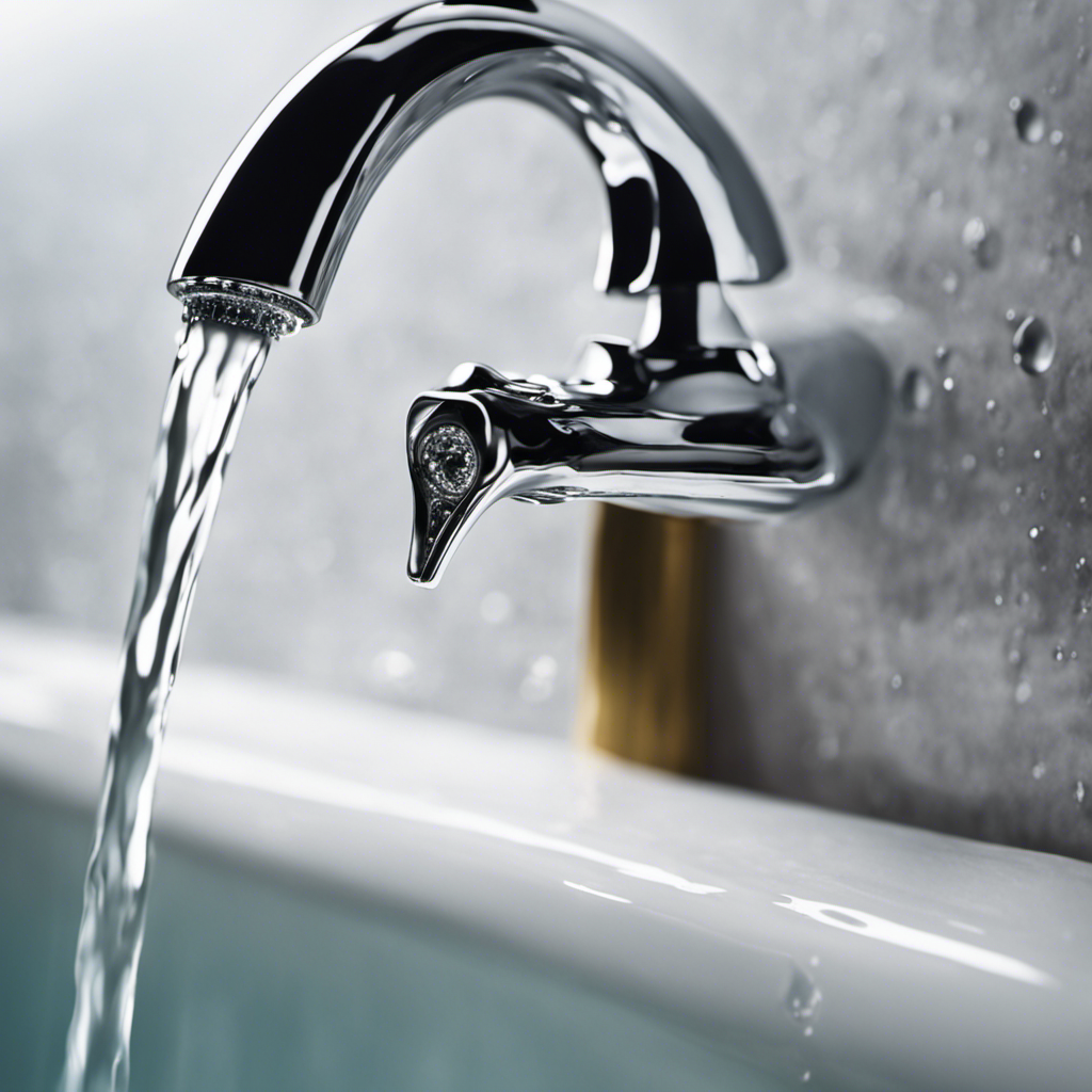 An image showcasing a close-up view of a dripping bathtub faucet, captured from underneath