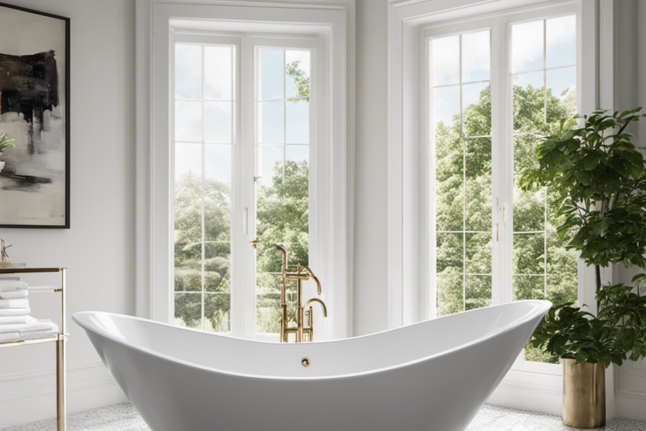 An image of a sparkling white bathtub surrounded by a gleaming bathroom
