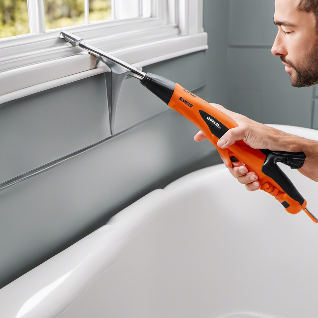 An image showcasing the step-by-step process of caulking a bathtub