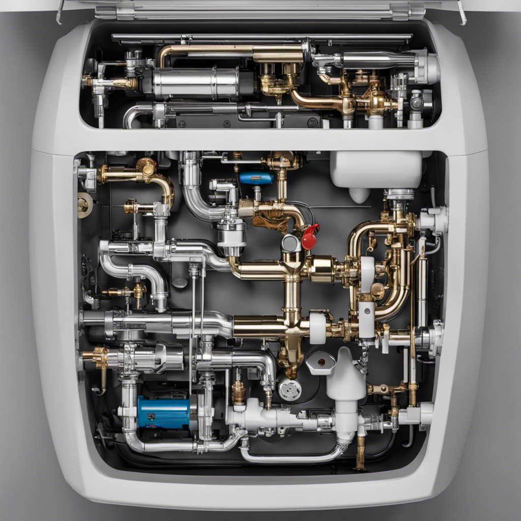 An image capturing the intricate workings of a toilet tank