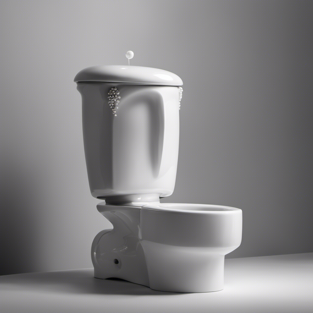 An image showcasing a person struggling to lift a toilet, beads of sweat forming on their forehead, as the weight of the porcelain fixture strains their muscles, revealing the surprising heaviness of a seemingly simple object