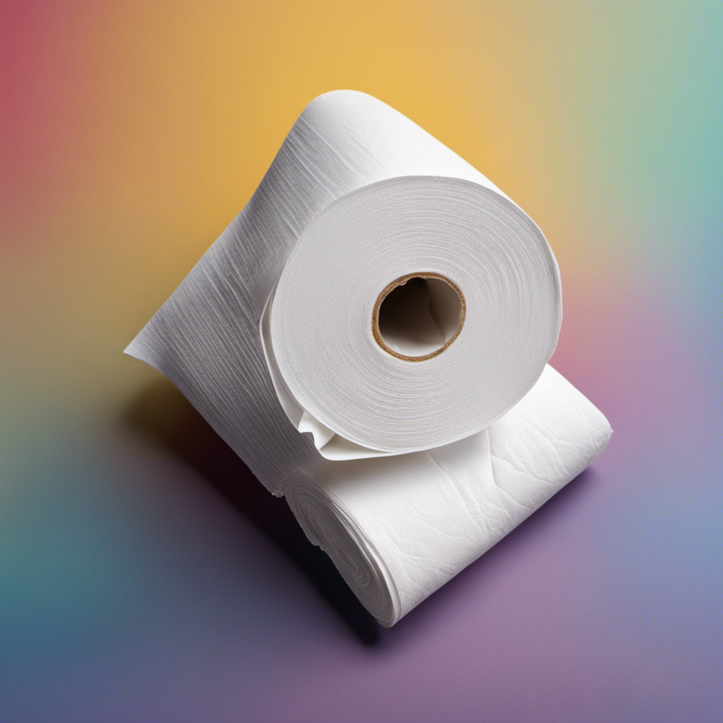 An image showcasing a neatly folded white toilet paper pad, gently pressed against a colorful background