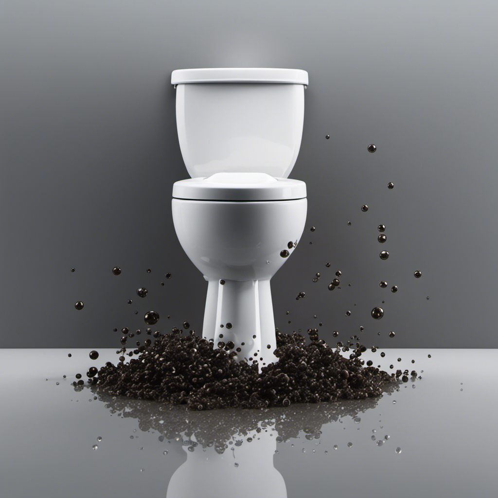 An image that showcases a toilet filled with murky water, a plunger resting on the floor nearby