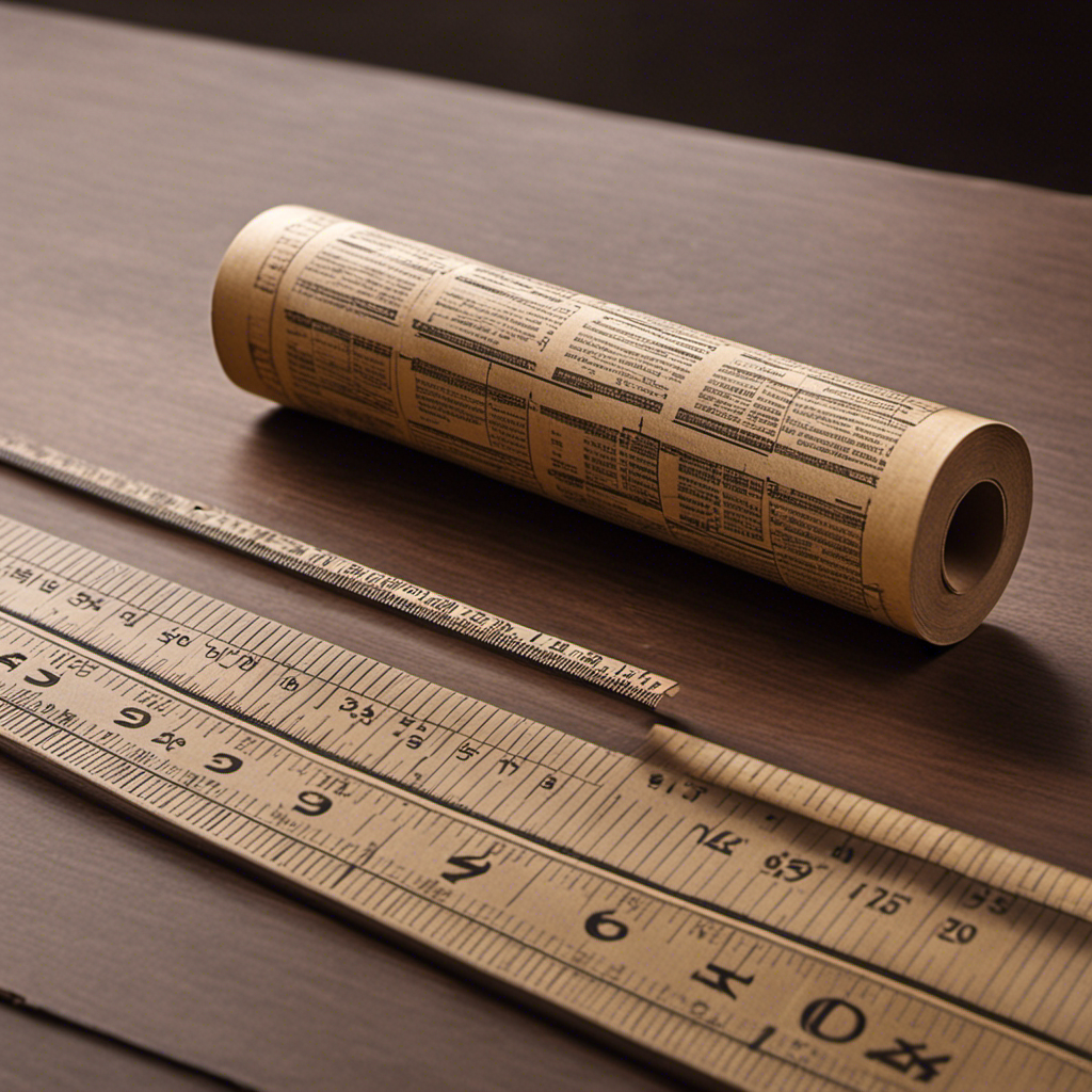 An image of a toilet paper roll tube resting on a ruler, revealing its precise length