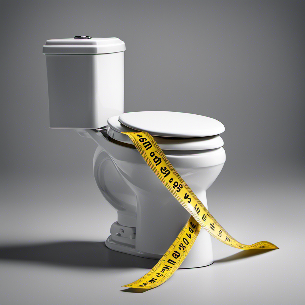 An image for a blog post about "How Long Is a Toilet?" Depict a close-up of a measuring tape laid horizontally across the entire length of a standard toilet, capturing its exact dimensions