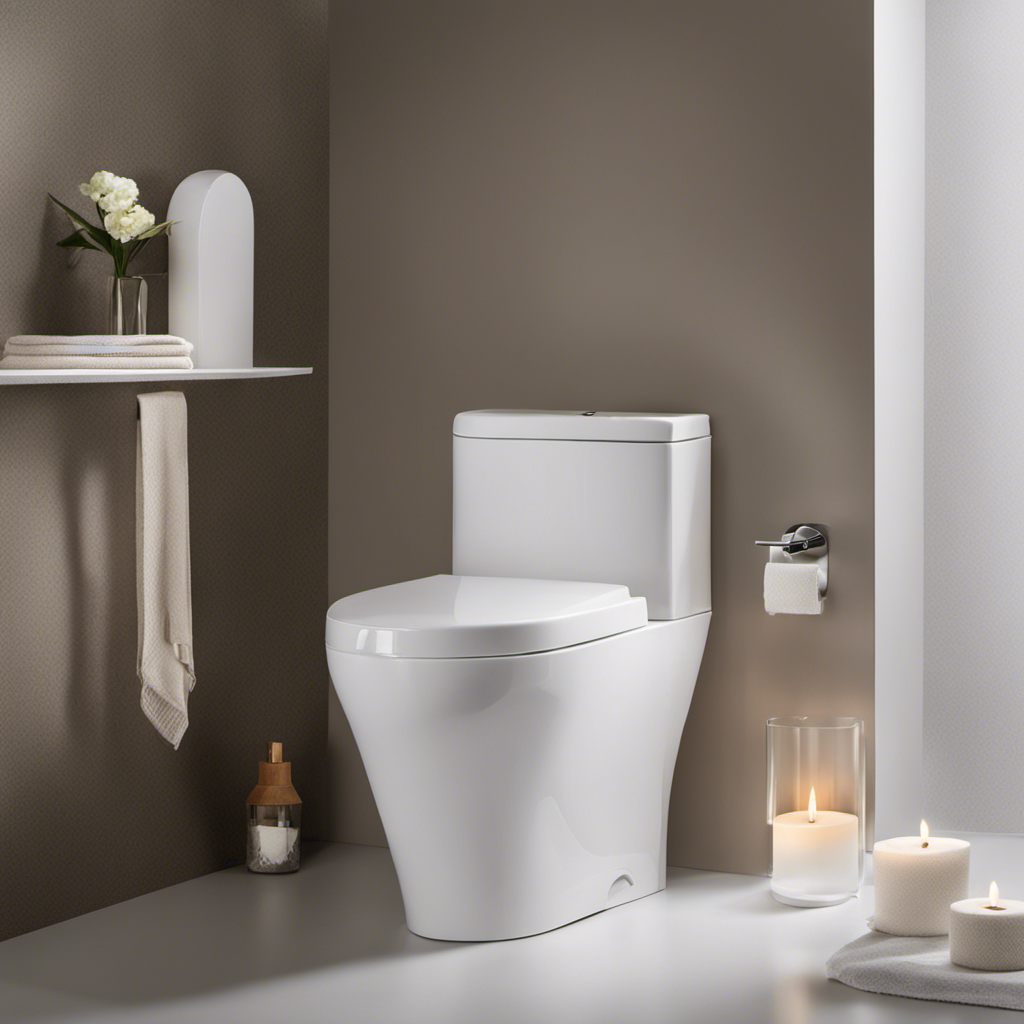 An image showcasing a pristine bathroom with a half-used roll of toilet paper hanging on a sleek holder