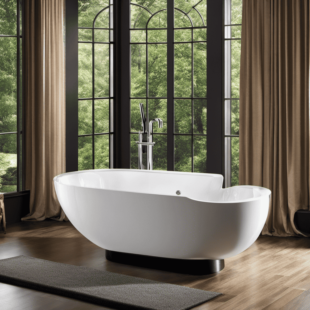 An image showcasing a standard bathtub filled with crystal-clear water up to its brim, revealing its voluminous capacity of gallons