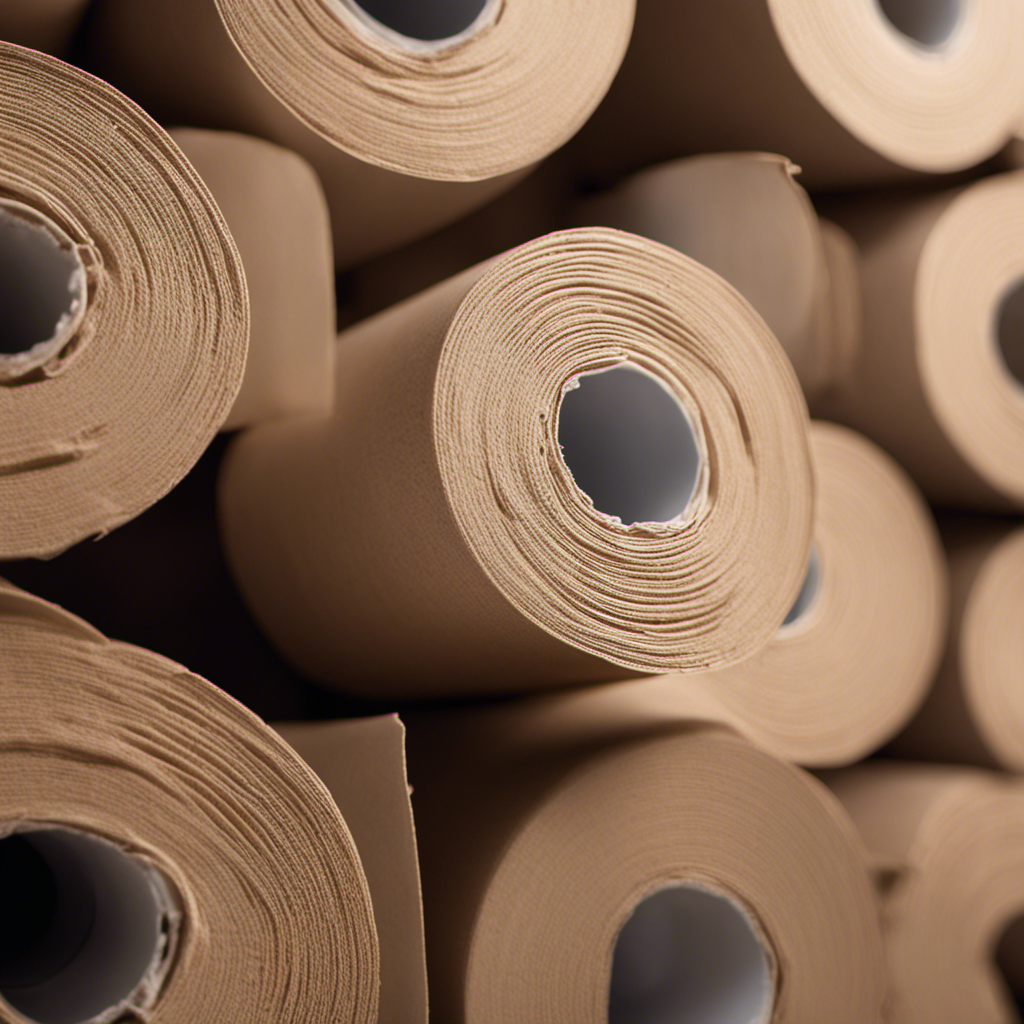 An image of a close-up view of a toilet paper roll, showcasing its neatly perforated edges and unwinding sheets, revealing the exact count of the numerous soft and absorbent sheets within