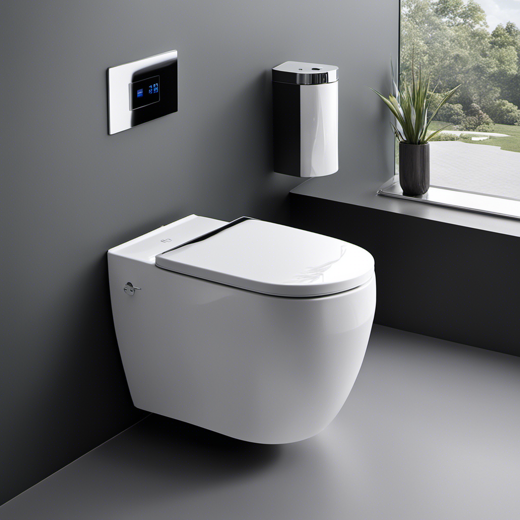 An image that showcases a modern, sleek toilet with a transparent tank, revealing the limited water supply inside
