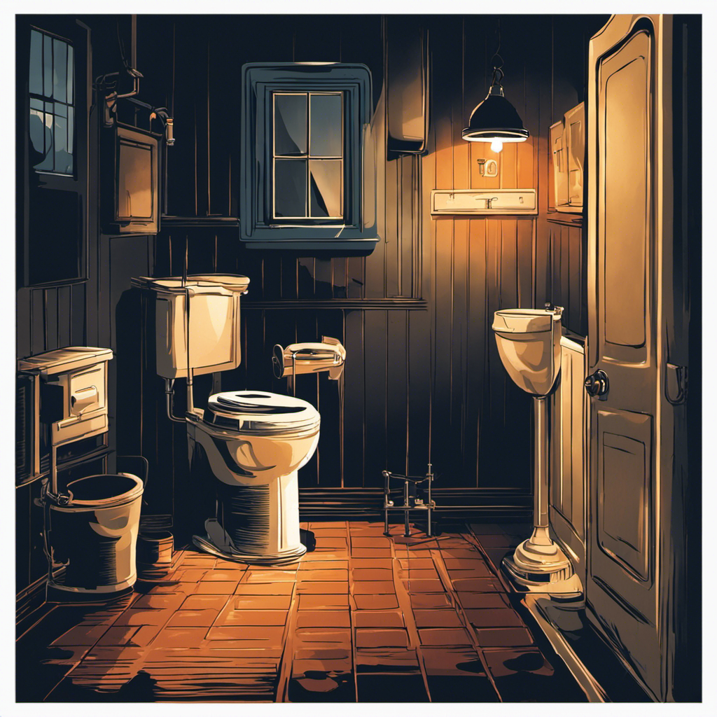 An image depicting a dimly lit bathroom during a power outage