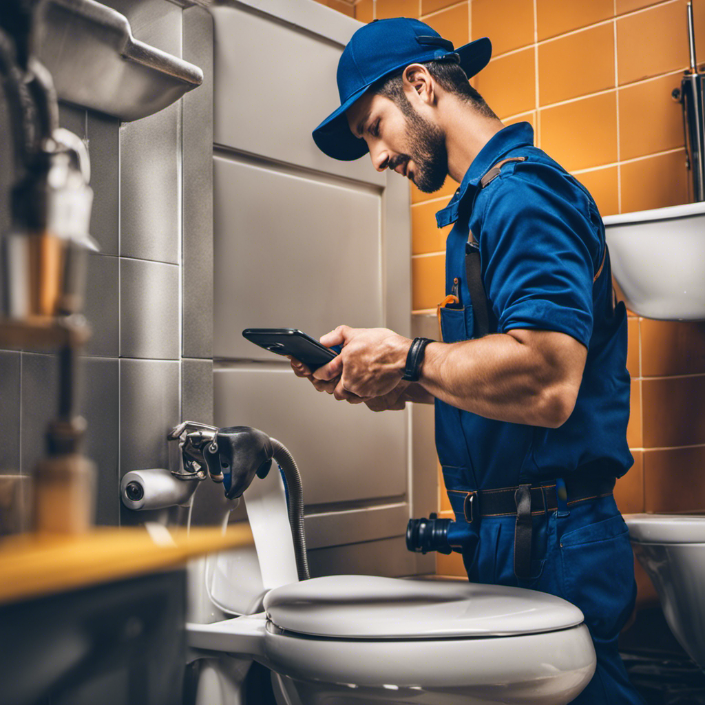 An image depicting a person comparing prices of plumbers on their smartphone while holding a wrench, symbolizing reliability