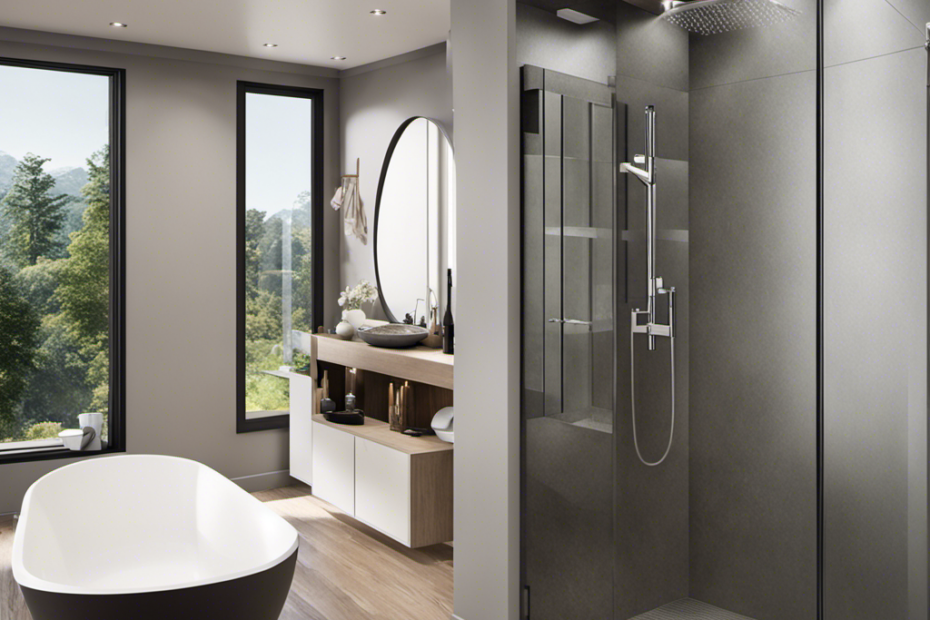 An image showing a spacious bathroom with a modern shower enclosure seamlessly replacing an old bathtub