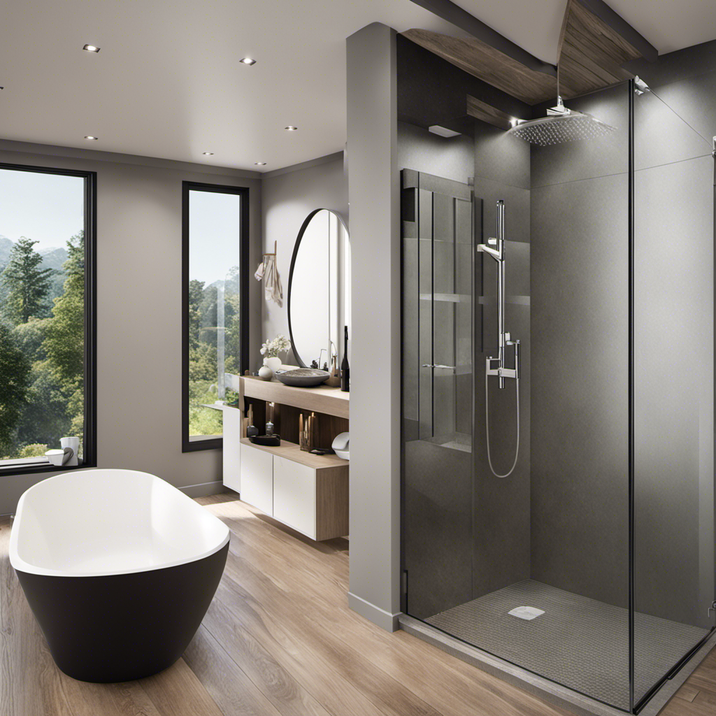 An image showing a spacious bathroom with a modern shower enclosure seamlessly replacing an old bathtub