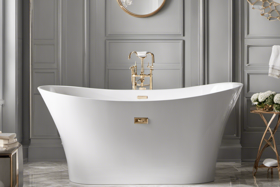 An image showcasing a pristine white bathtub adorned with a sleek, custom-fit liner, reflecting a glossy surface