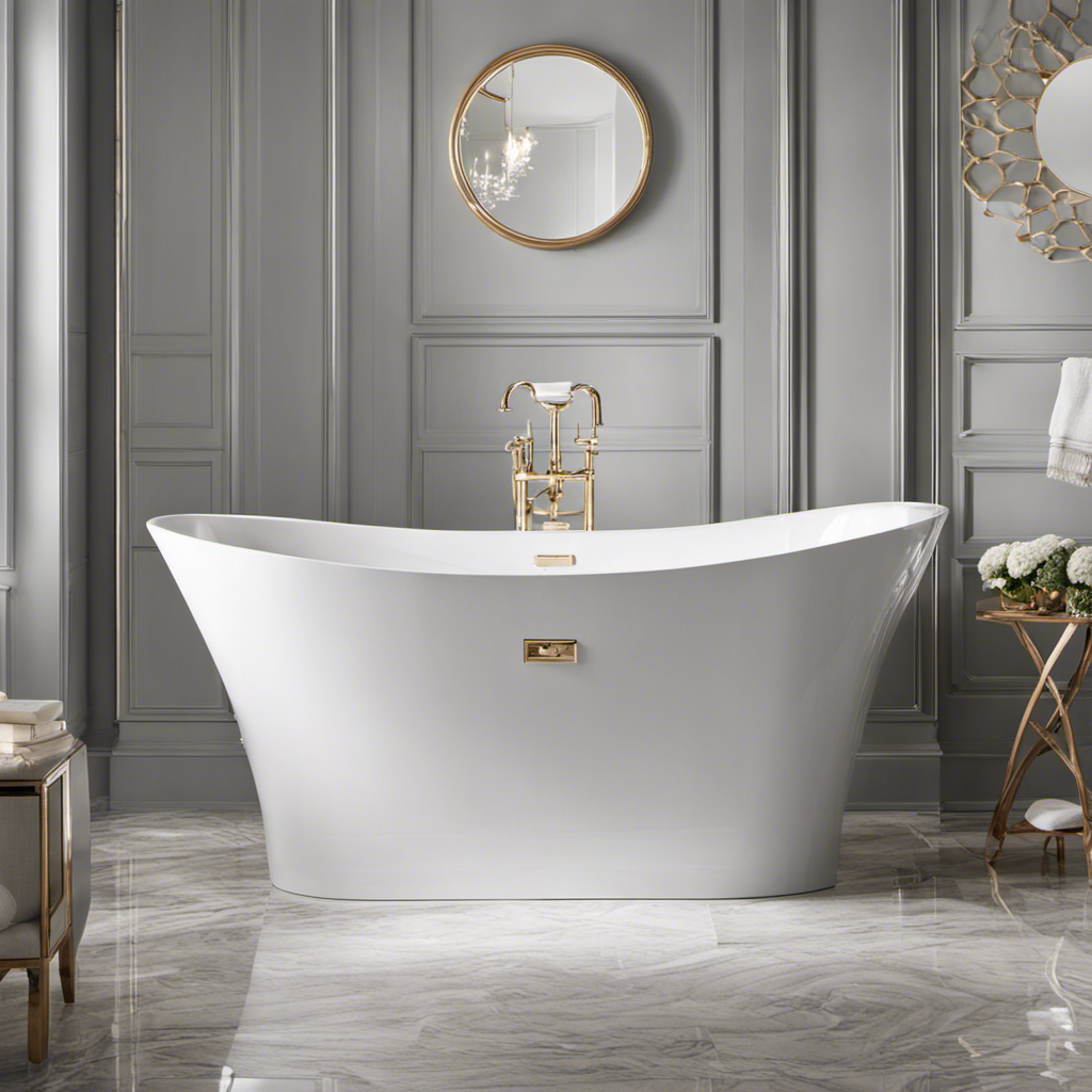 An image showcasing a pristine white bathtub adorned with a sleek, custom-fit liner, reflecting a glossy surface