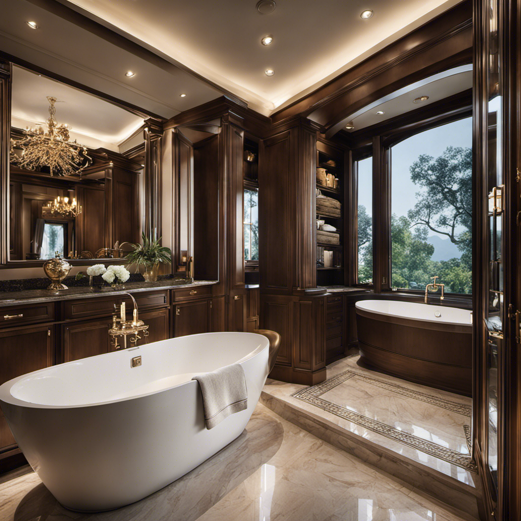 An image showcasing a luxurious bathroom with a Safe Step bathtub as the centerpiece