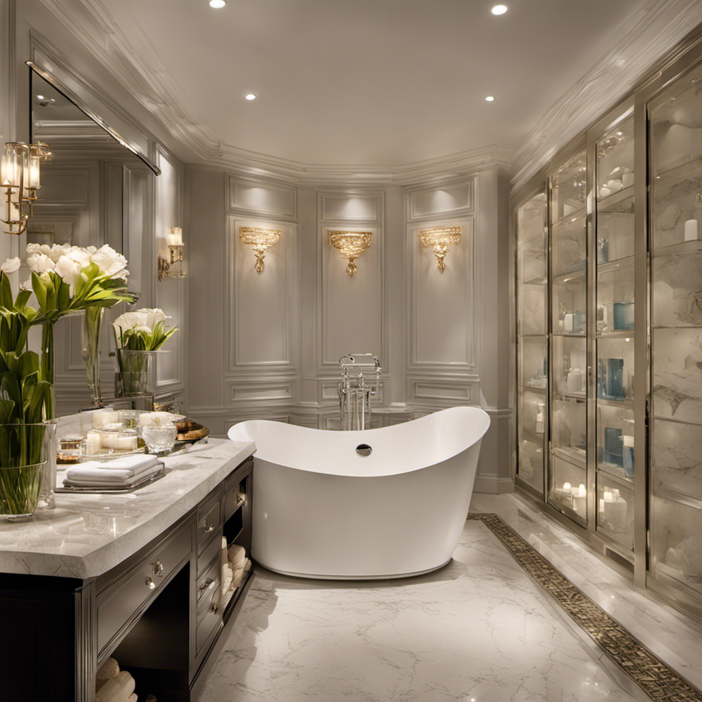An image showcasing a luxurious walk-in bathtub draped in elegant white marble, adorned with gleaming chrome fixtures, and surrounded by softly lit candles, inviting readers to discover the true cost of indulgence