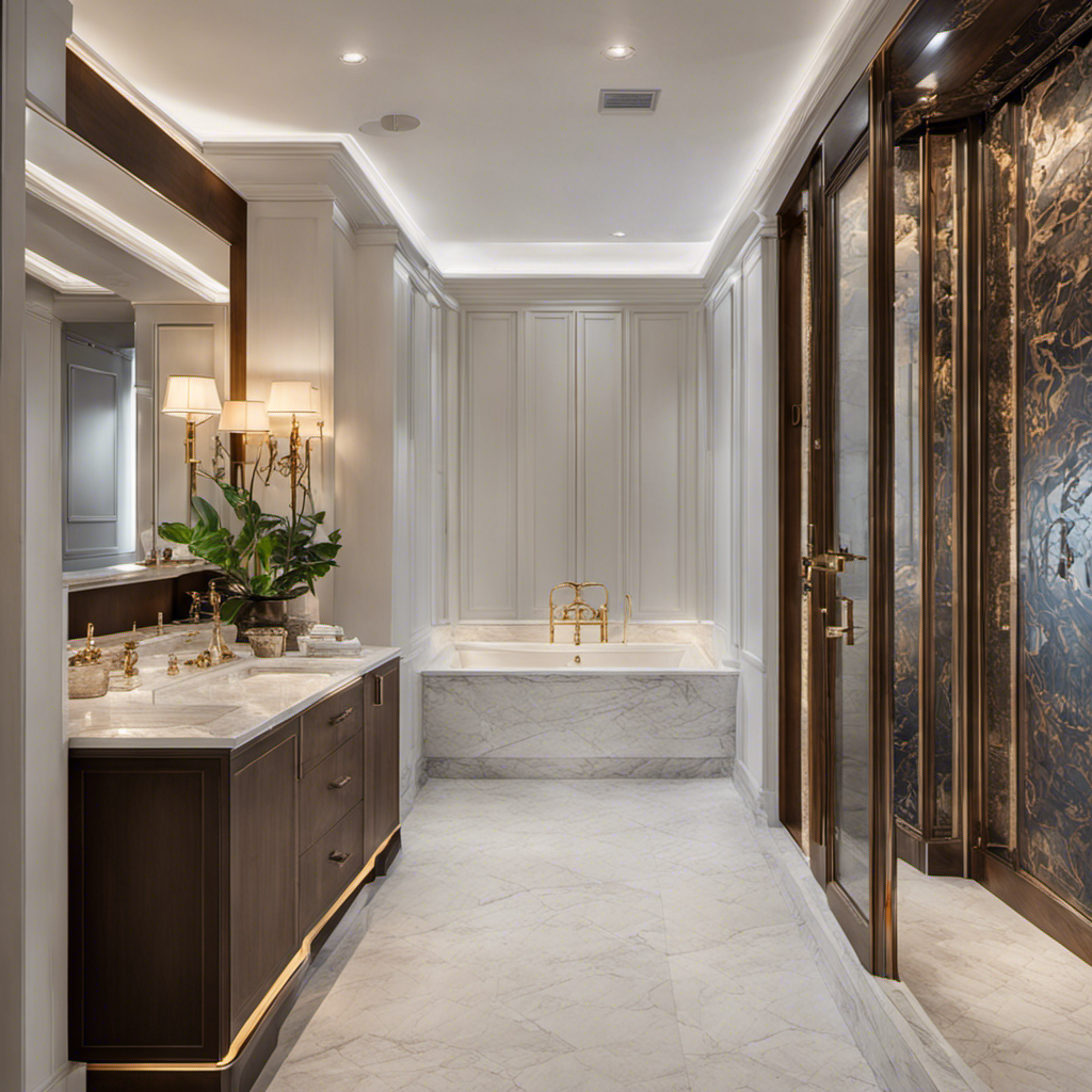 An image showcasing a luxurious bathroom with a spacious walk-in bathtub