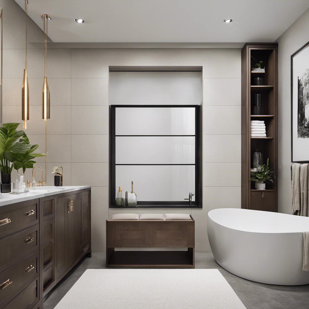An image showcasing an elegantly designed bathroom layout with a sleek vanity and a well-placed toilet