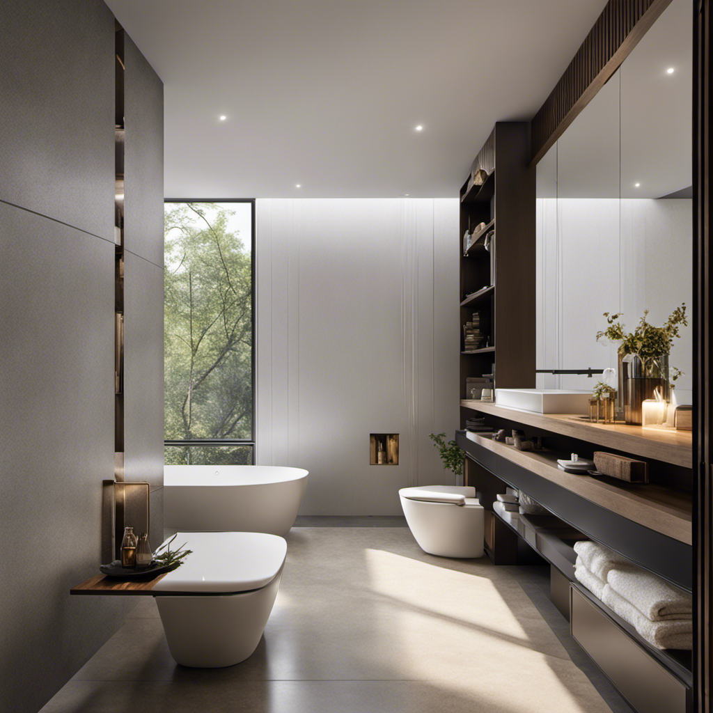 An image capturing a spacious bathroom with ample room for a toilet