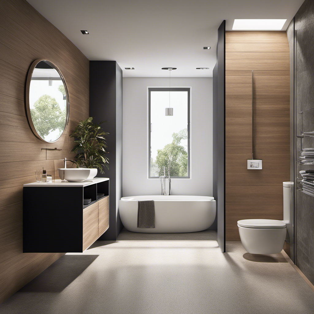 An image showcasing the optimal space in front of a toilet: a well-proportioned bathroom, with a comfortable distance between the toilet bowl and the wall, allowing freedom of movement and a sense of spaciousness