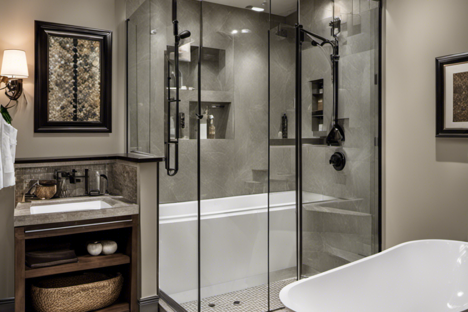 an image showcasing the transformation of a traditional bathtub into a sleek, modern shower