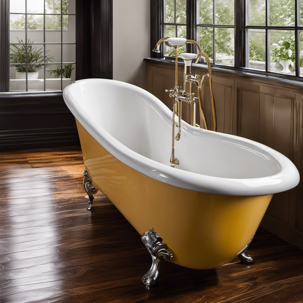 An image displaying a worn-out bathtub with chipped enamel, showcasing a professional reglazing process