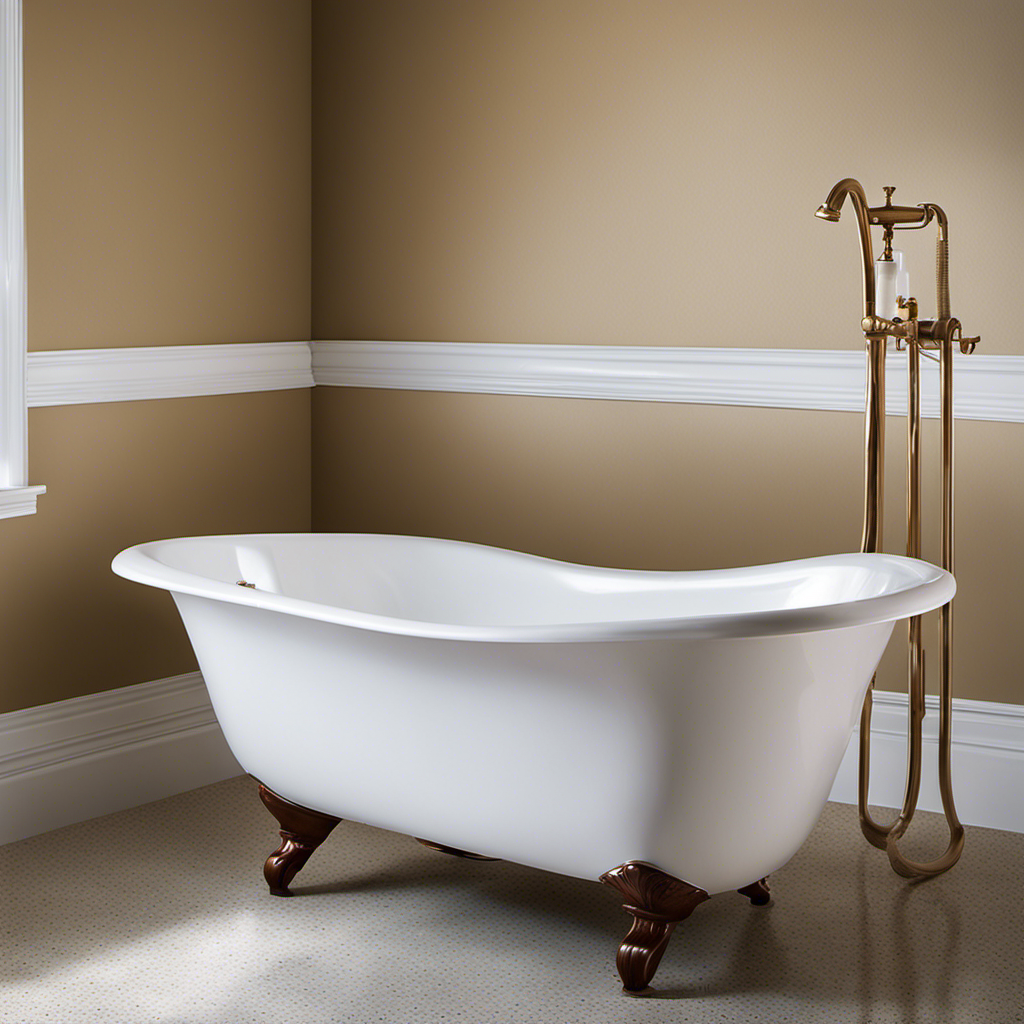 An image showcasing a worn-out bathtub with chipped enamel, stains, and scratches